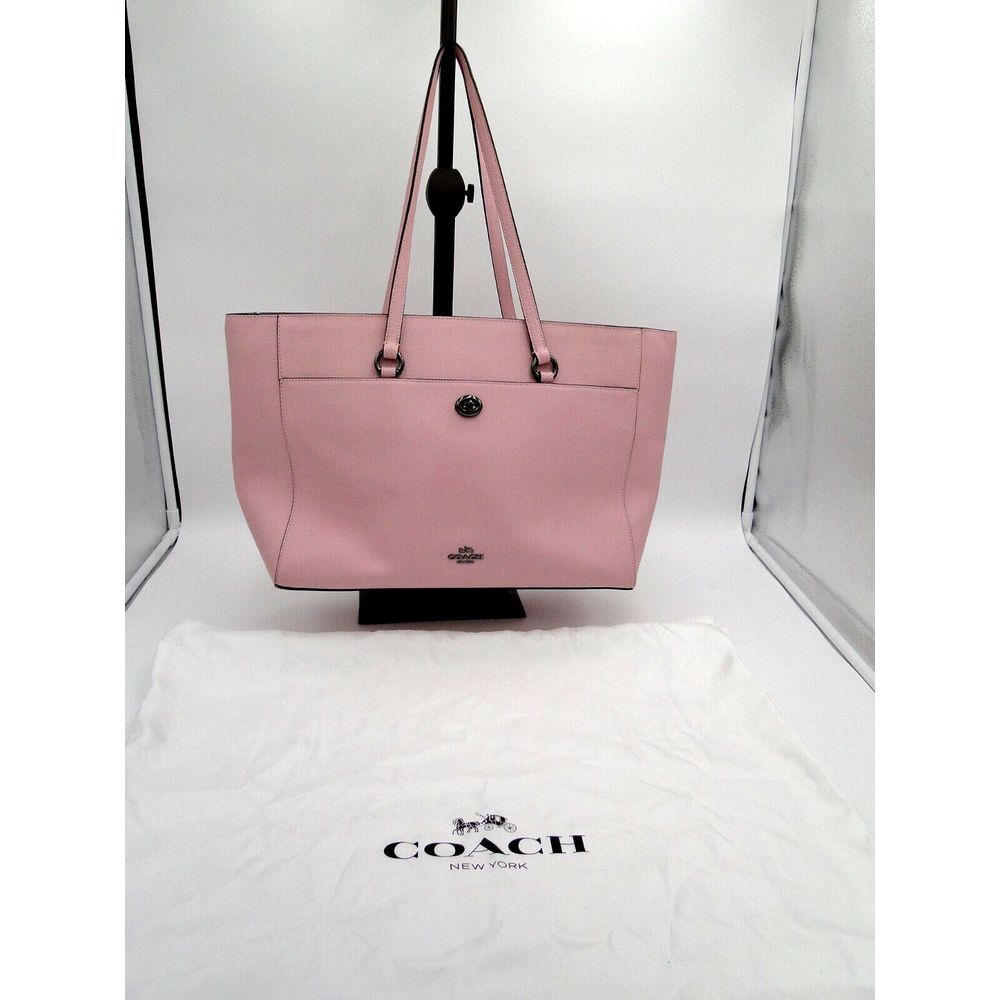 COACH Cross Grain Leather Large Folio Tote‎ Travel Luggage Business Bag Pink NWT